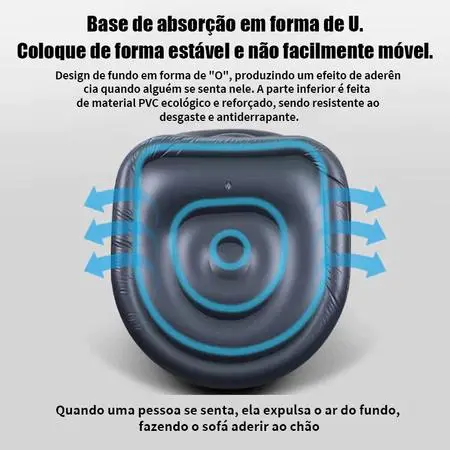 Base em formato de U do sofá inflável, antiderrapante